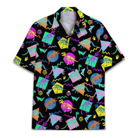 Retro Dinosaur Bowling Hawaiian Shirt for Men Bowling Shirts T Rex Men's Casual Button-Down Shirts Outfit for Men