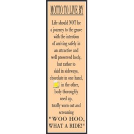 Motto Live Funny Sign, Motto to Live By Sign with Humorous Quote, Your Choice of Drink and Color Background