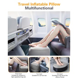 Sunany Sunany Inflatable Foot Rest Pillow for Travel, Kids/Adults Airplane Travel Pillow-Adjustable Height Cushions,for Kids to Sleep While Traveling,Suitable for Office, Home and Any Travel (1 Pack)