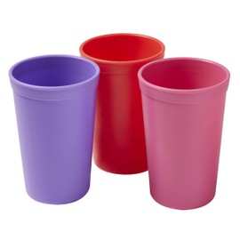ECR4Kids My First Meal Pal Drinking Cups, Kids Plastic Tableware, Stackable and Dishwasher Safe, Stackable Tumblers for Baby, Toddler and Child Feeding, 3-Pack - Berry
