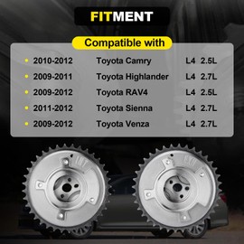 Intake & Exhaust Timing Camshaft Sprocket VVT Gear Compatible with 2009-2012 Toyota RAV4 Camry 2.5L, Highlander Sienna Venza 2.7L Replace# 917-258, 917-259, 13050-0V011, 13050-36010, 13070-0V011