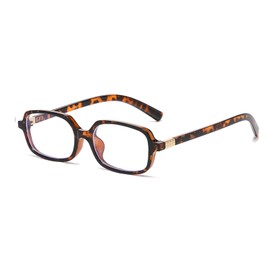 LJCZKA Rectangular Blue Light Blocking Glasses for Women Men Retro Small Square Frame Anti Eyestrain Computer Eyeglasses (Brown Leopard)