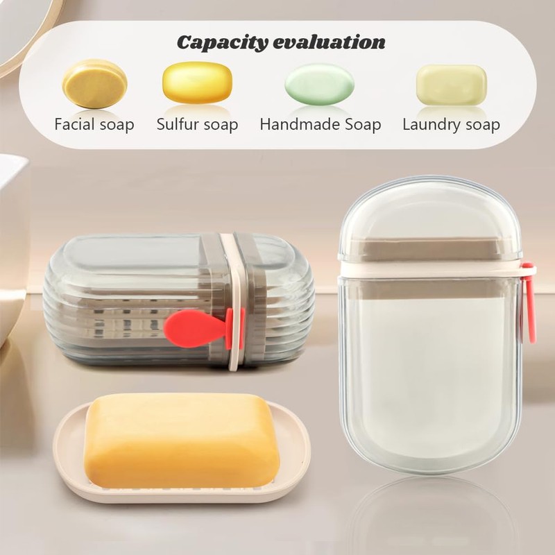 2Pcs Travel Soap Case, with Lid Leakproof Soap Container Portable