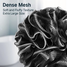 AmazerBath AmazerBath Loofah Sponge, Shower Loofah for Men and Women - Body Scrubber Loofa Set of 3 Classic Black & White Edge, Bath Sponge 60g/PCS