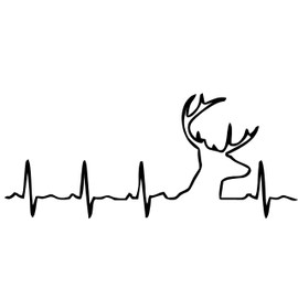 Buckbeat Heartbeat Decal Deer Heart Beat deer heartbeat wall sticker 1256 by Waterfowldecals (Medium, Black)