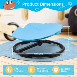 LWuuywa Sensory Spinning Chair for Autistic Kids Swivel Chair with Non-Slip Design, Training Body Coordination, Dinosaur Shape Wobble Chair Sit and Spin Toys Chairs (Blue)