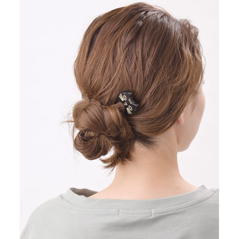 VingTAINE H7530-BK- Cat Motif Bifurcated Hairpin Marble Two-piece Cat Hair