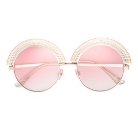 Betsey Johnson Women's Over The Rainbow Novelty Round Sunglasses, Gold, 144 mm