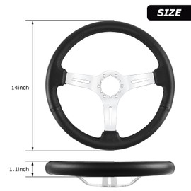 QYMOPAY 14"Racing Steering Wheel, Perforated Leather Trim Stitch Steering Wheel for Corvette 1963-1982