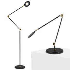 Brightech Sage 2-in-1 LED Craft Table and Floor Lamp – Adjustable Floor Reading Lamp Over Chair, for Living Room and Office – Dimmable Task Light with 3 Color Modes – 360 Degree Rotatable Head - Black