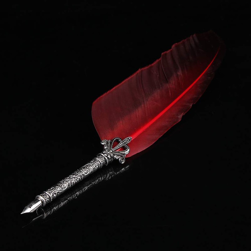 Wakects Quill Feather Quill Pen Set, Handmade Dip Pen English