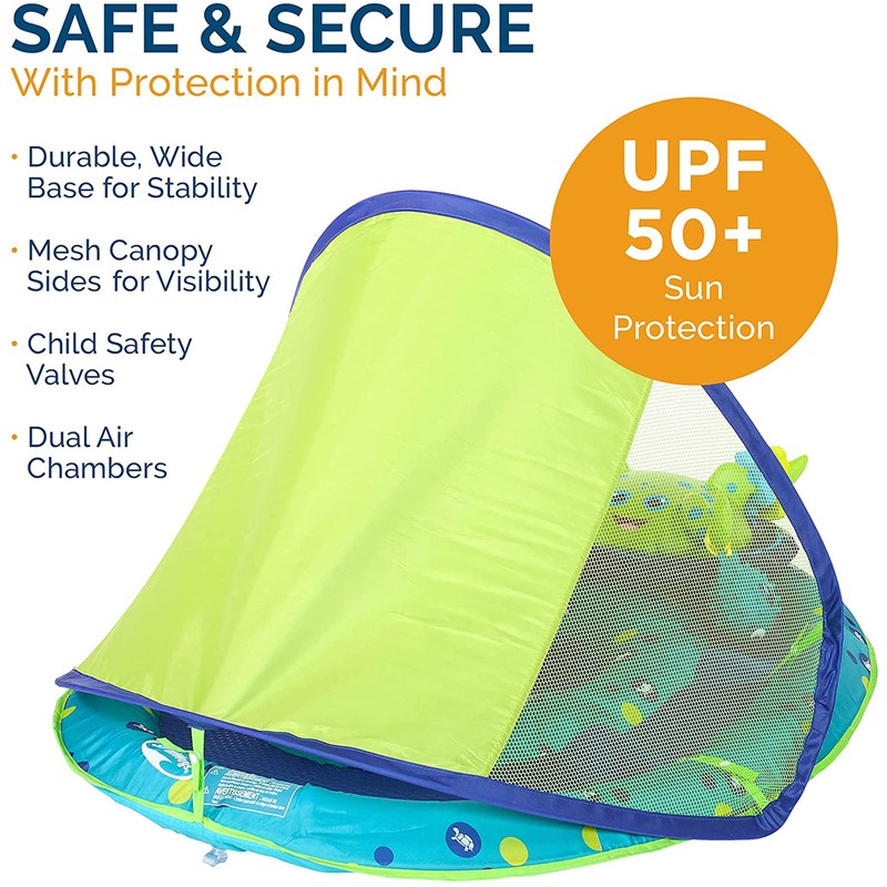 SwimWays Inflatable Baby Spring Pool Float Activity Center with Canopy,