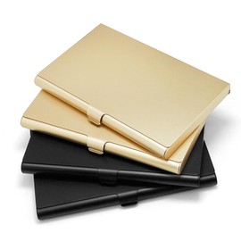 yuejuhe Pack of 4 Metal Business Card Holders, Business Card Cases for Men Women, Business Card Holder, Business Card Holder for Storing Your Cards (2 x Black + 2 x Gold)
