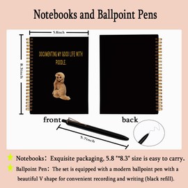 ARPTCN Poodle Gifts A5 Spiral Notebook - Dog Lover Gift,Cute Poodle Notebooks College Ruled for Work School,Gifts for Dog Mom Pet Lovers,Journal for Teens