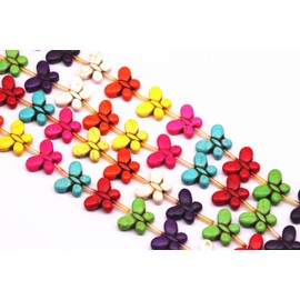 Multi-Color Howlite Turquoise Butterfly Beads 15x20mm 15.5" Strand