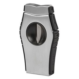 Lotus Viper Cigar Cutter with Single V-Cut Blade, All Metal Housing, Spring Loaded Locking Mechanism, Free Standing Design (Chrome & Rubberized Black)
