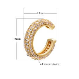 Ear Cuffs in 18K Gold for Women - CZ Paved Hoop Conch Cuff Earrings for Ladies,Girls - Sparkle Rhinestones Clip On Wrap Earrings Non Pierced