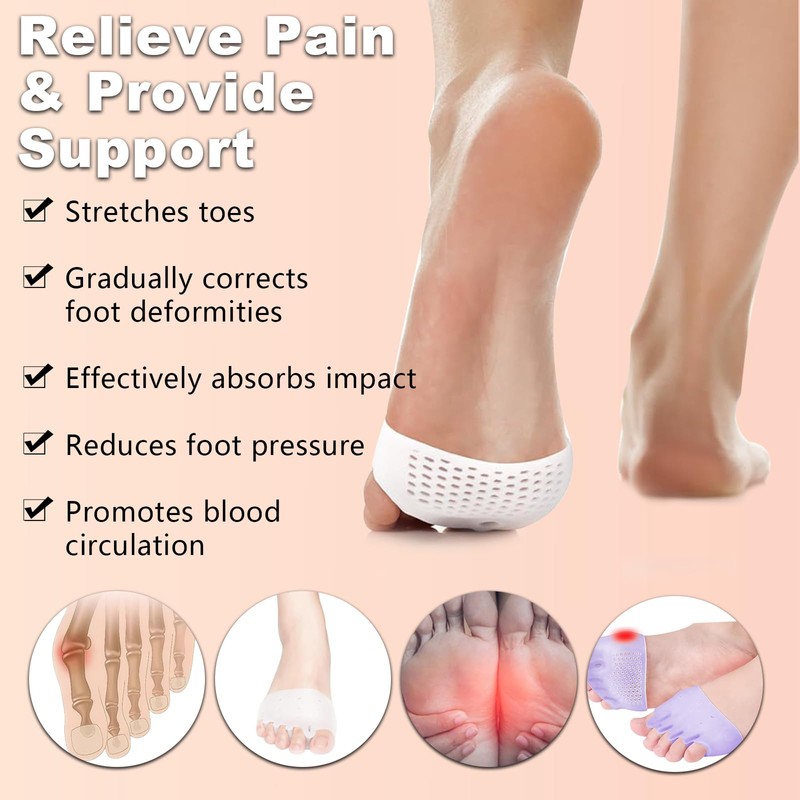 4 Pairs Silicone Toe Separators for Women & Men,Bunion Corrector