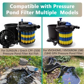Gfdoso Replacement Sponge Filter Media Pad Compatible with SUNSUN, Grech CPF-2500/3500 Pressure Pond Filter Koi Fish,Sponge for VIVOGRO, VIVOHOME1580/1840GPH Pressure Pond Filter