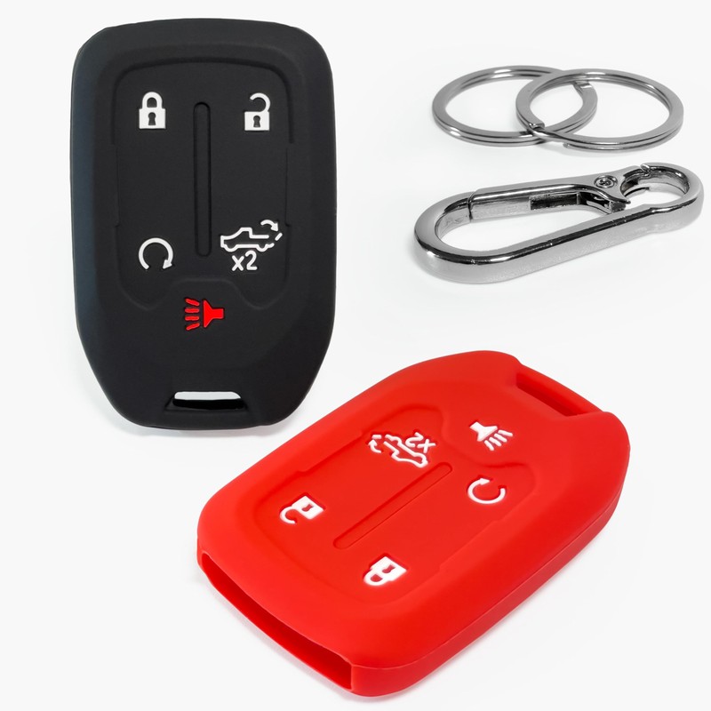 2-Pack Click&Fit Silicone Key Fob Covers Compatible with Chevy Silverado