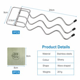 KEESIN Towel Rail No Drilling Stainless Steel Towel Rail Single Arm up to 24 cm 180° Swivel Towel Rail for Bathroom