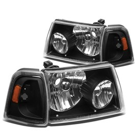 DNA MOTORING HL-OH-FRAN01-BK-AM Pair of Headlights Compatible with Ford Ranger 2001-2011, Black Housing/Amber Corner