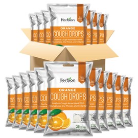 HERBION Naturals Cough Drops with Natural Orange Flavor, 25 Count, Oral Anesthetic - Relieves Cough, Throat, Bronchial Irritation, Soothes Sore Mouth, for Adults and Children