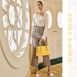 NICOLE & DORIS Fashion Handbags for Women Crossbody Simple Top Handle Bags for Casual Shoulder Bags Leather PU Ladies Tote Bag Medium Size Messenger Bags Yellow