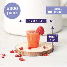 MATANA 600 Clear Plastic Shot Glasses with Gold Glitter, 30ml - Gold Jelly Shots, Jello & Tequila Shots, Sample Tasting Cups - Birthdays, Weddings, BBQ, Parties - Sturdy & Reusable