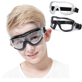 MOVNUOCA Children's Safety Glasses for Nerf Games, Shockproof Lenses, Anti-Fog, Adjustable Strap Fit for 5-12 Years, Perfect for Laboratory, Cycling, Skiing, Mountaineering (White + Black)