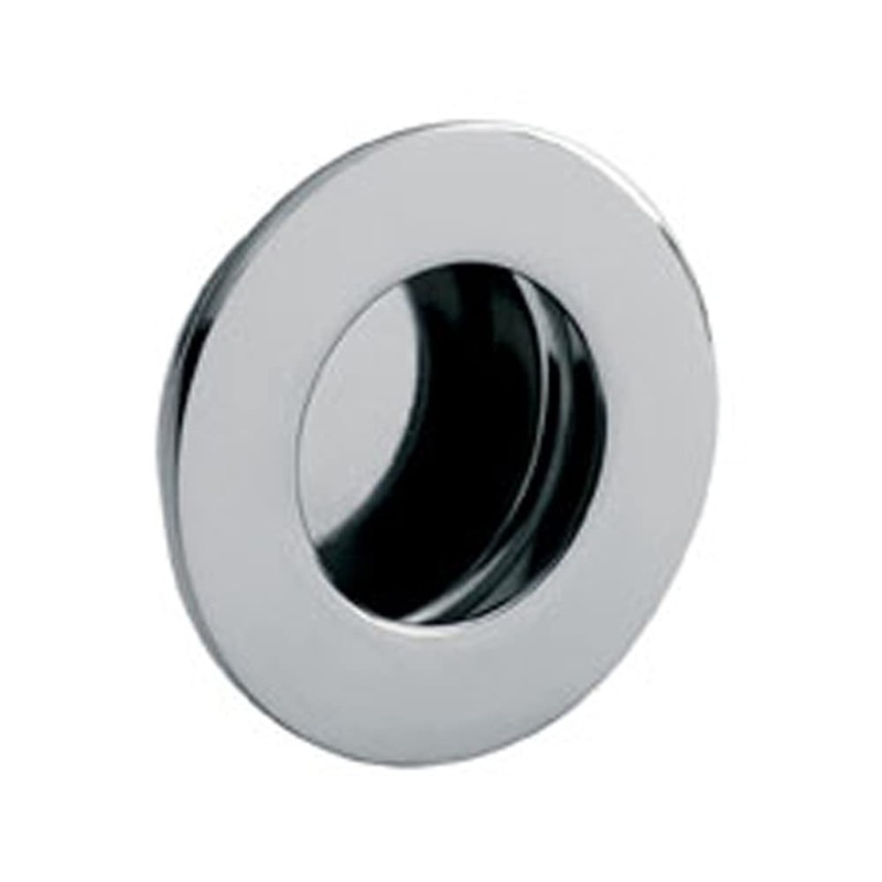 Circular Low Profile Recessed Flush Pull - 80mm Diameter- Bright