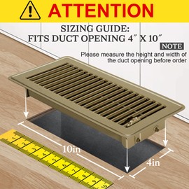 Gmurnai 4x10 Floor Vents Heavy Duty Floor Registers, Floor Air Vent Covers 4 X 10 for Home Floor Wall Ceiling, Rust Proof Finish Registers Grilles & Vents (6, Brown, 4x10 Inches)