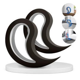 Stoppy Door and Window Stopper, Multi-Functional Wedge, Convenient Door Hook, Window Clamp, Keep Doors and Windows Open with Ease, Home and Office Accessory, (Black, 2 Pack)