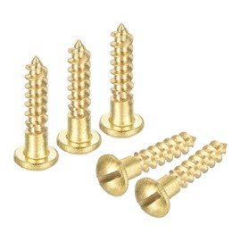 sourcing map Wood Screws M3.5 x 16mm Slotted Round Head Brass Self-Tapping Screw 20 Pcs