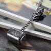 Flongo Men's Vintage Silver Stainless Steel Thor Hammer Biker Pendant