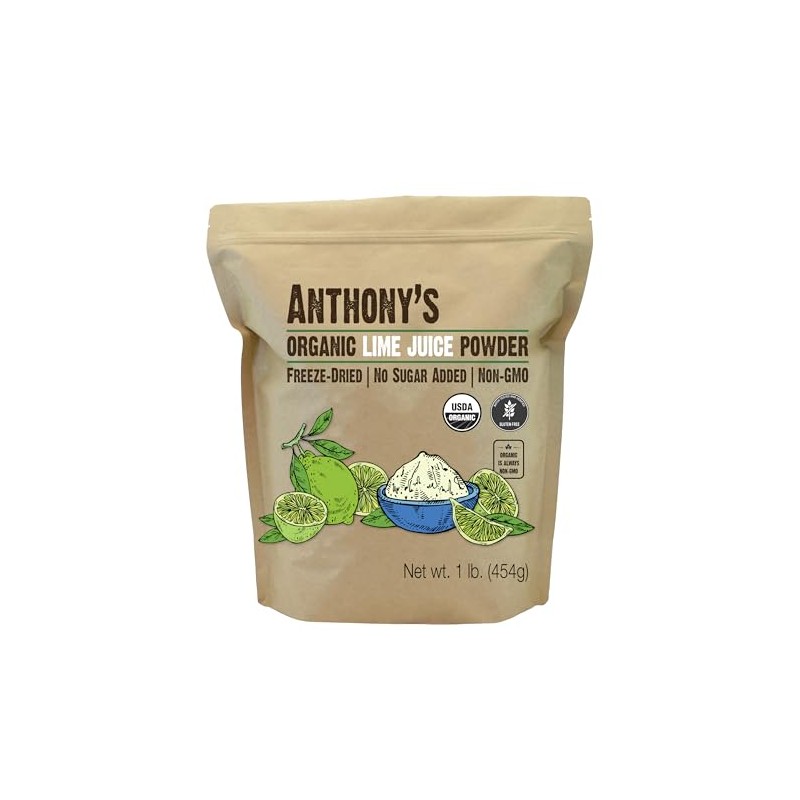 Anthony's Organic Lime Juice Powder, 1 lb, Freeze Dried, Unsweetened,