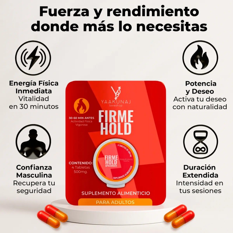 Energía Masculina Yaakunaj Firme Hold Tabletas 500mg Natural