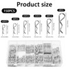 Pack of 150 Spring Cotter Pins, Spring Pins Assortment, Stainless