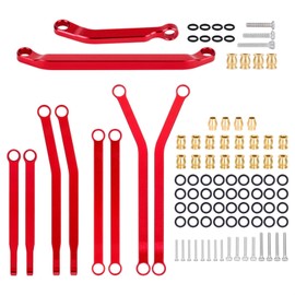 Aluminum High Clearance Chassis Links Suspension Steering Links Set for 1/30 Axial SCX30 RC Crawler Car Upgrade Parts (Red Kit)