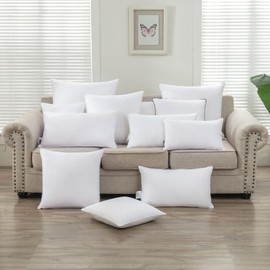 SleepMan Throw Pillow Inserts 12" x 20" (Pack of 2, White) Down Feather Pillow Stuffer Premium Decorative Pillows for Sofa Couch Bed