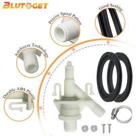 Upgraded 385311641 RV Water Valve &2 Pack 385311658 Flush Ball Seal for Pedal Flush Valve Toilet by Blutoget - RV Toilet Valve Fit for Sealand Toilets 300, 310, 311, 320, 321 RV Toilets& Marine Toilet