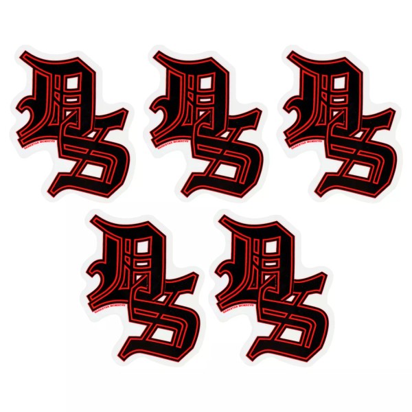 Darkstar Skateboards Old English Initials Sticker Black/Red 3" x 3"