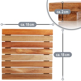 com-four® 2 x Bamboo Trivets - Durable Mats for Pots, Pans, Casserole Dishes and Plates - Natural Pot Mat - Heat Protection Tray Made of Bamboo