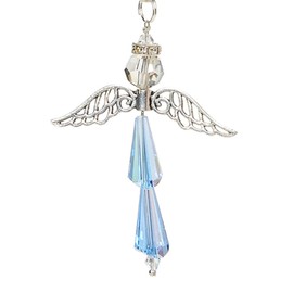 Guardian Angel Car Charms - Crystal Angel Charm for Protection, Happiness, Faith and Love - Crystal Car Hanging Ornament - Guardian Angel Car & Windows - Ideal Guardian Angel Gifts-December Turquoise