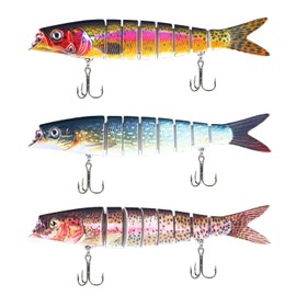 Atibin Blue Trout Joint Lure Freshwater Stream Bass Fishing Joint Bait Plug Joint Lure Bass Plug Big Bait Set C1-13.5cm, 21g