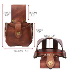 TOURBON Leather Tape Measure Pouch Belt Tool Carrier Holder (Dark Brown - Large)