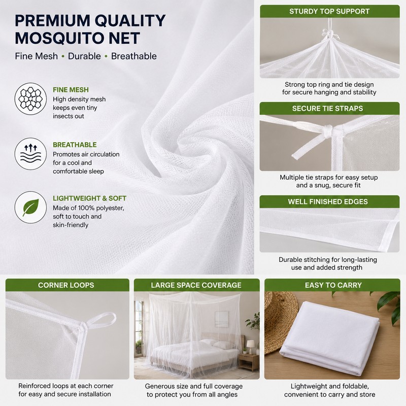 White Outdoor Camping Mosquito Net - Insect Proof, Protective, Portable