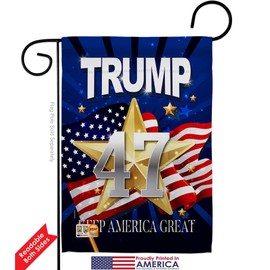 Trump 46 Keep America Great Garden Flag Set Wall Hanger Americana Political President Democrat Republican Tea Party United State American Election Gift Yard House Double-Sided 13 X 18.5