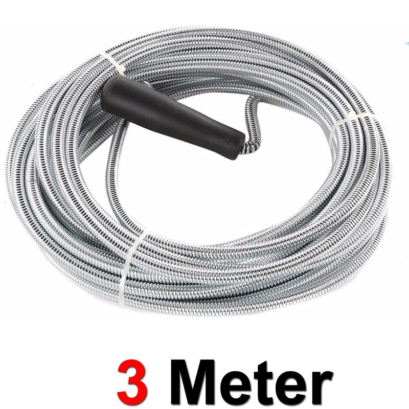 3Meter Flexible Plumbing Snake Drain Unblocker Spiral Pipe Unclogging Tool