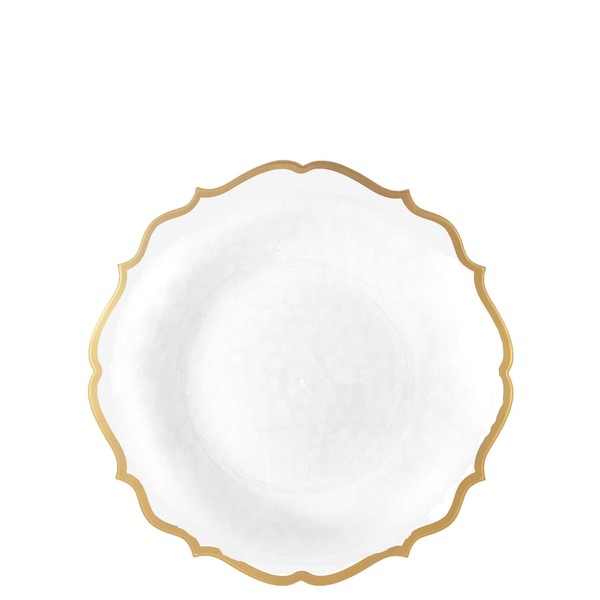 EcoQuality 7.5" inch Round White Plastic Plates with Gold Rim